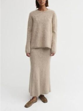 ALMADA LABEL Umi Brushed Cashmere Skirt, Nougat